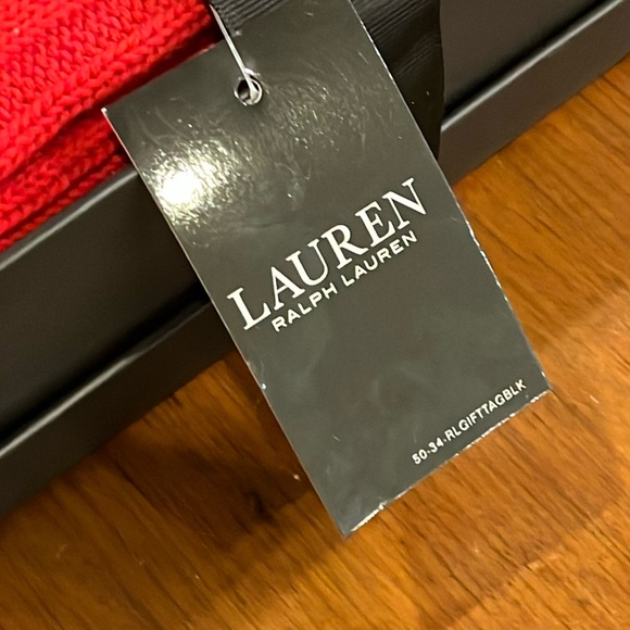 Ralph Lauren Cotton Ringspun Knit Throw Blanket red 50”x70” new - Picture 6 of 8